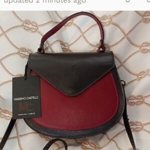 NWT Massimo Castelli Made in Italy leather colorblock Crossbody